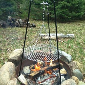 Rome Industy Campfire Grill, Tripod Style, 20-1/2 Inch Diameter Round Grilling Surface, Vertically Adjustable Up to 20 Inch, Foldable – 117EZ