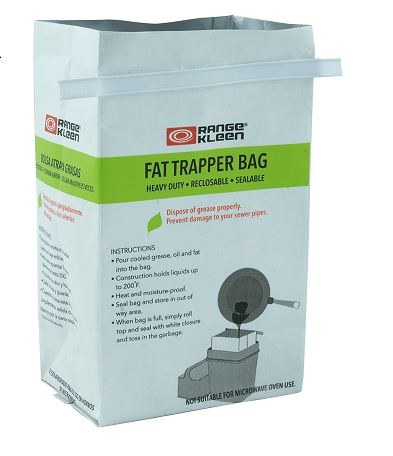 Range Kleen Used Cooking Grease Container Bag, Fat Trapper ®, Foil Lined Bag, Re-Sealable and Re-Closeable, Pack of 5 – 65105
