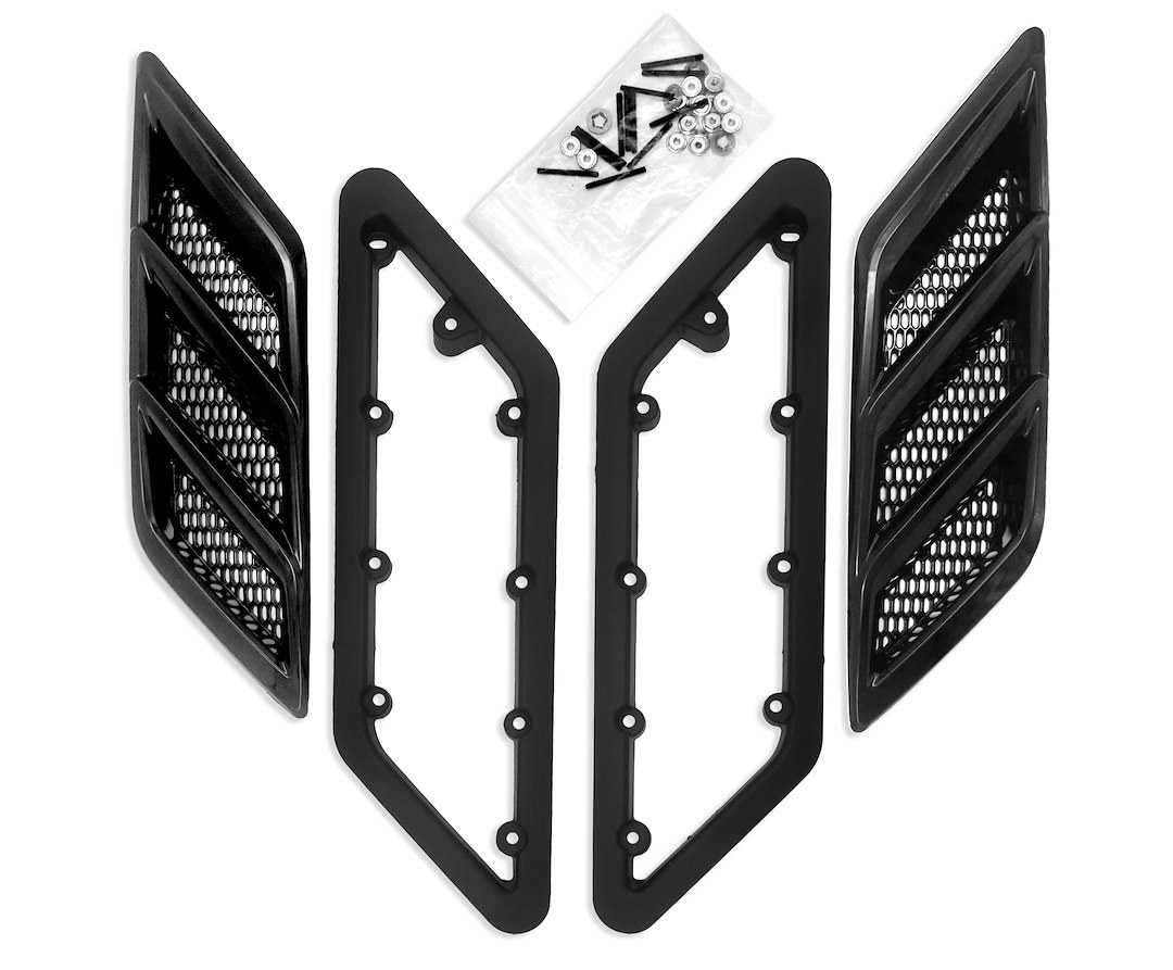 Roush Fender Vent, Rectangular, Gloss, Black, Paintable, Functional, Set of 2 – 422326