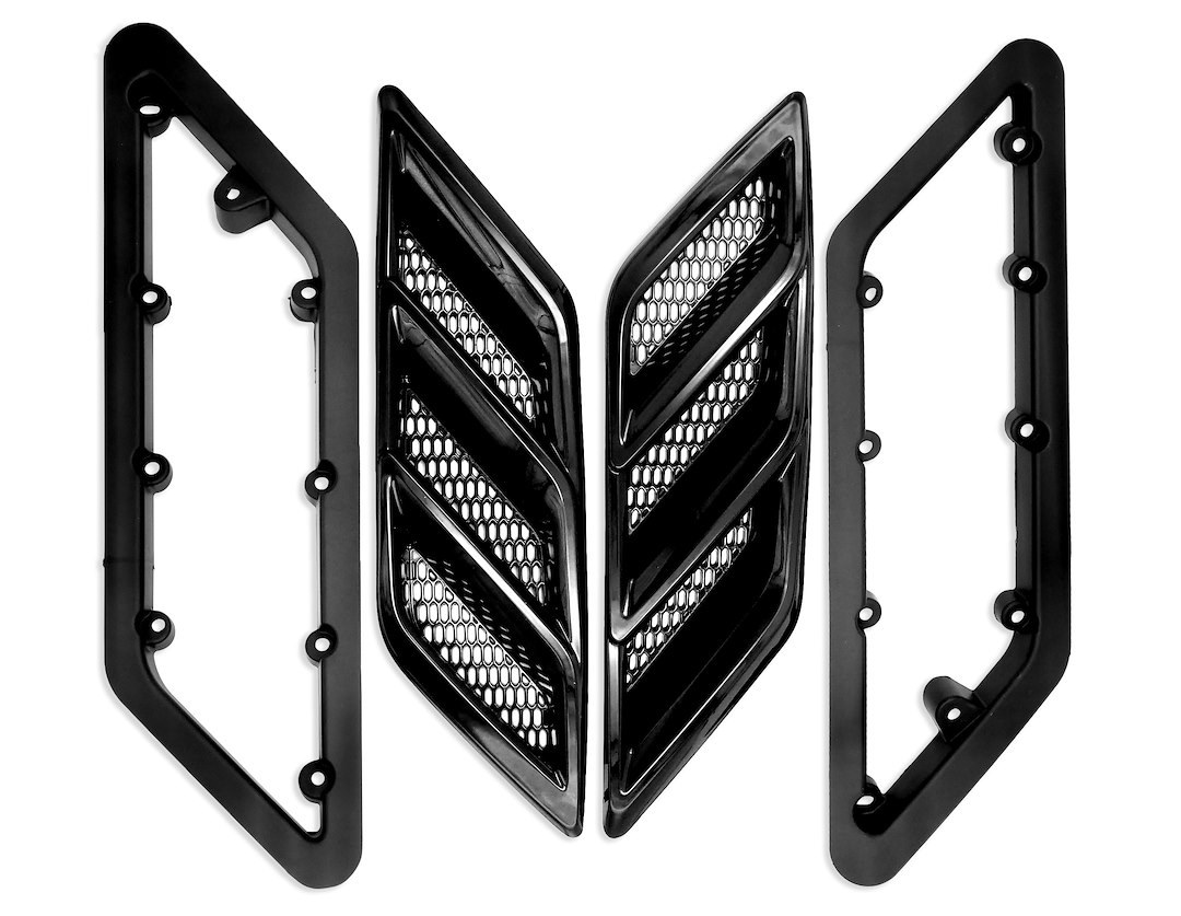 Roush Fender Vent, Rectangular, Gloss, Black, Paintable, Functional, Set of 2 – 422326