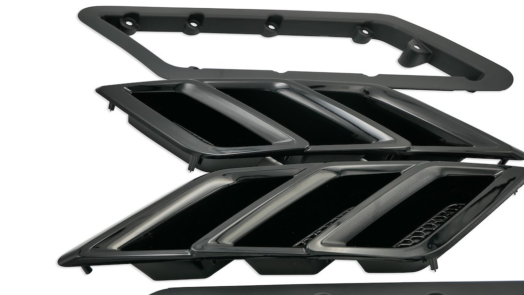 Roush Fender Vent, Rectangular, Gloss, Black, Paintable, Functional, Set of 2 – 422326