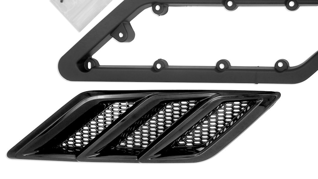 Roush Fender Vent, Rectangular, Gloss, Black, Paintable, Functional, Set of 2 – 422326