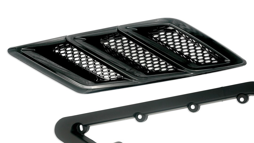 Roush Fender Vent, Rectangular, Gloss, Black, Paintable, Functional, Set of 2 – 422326