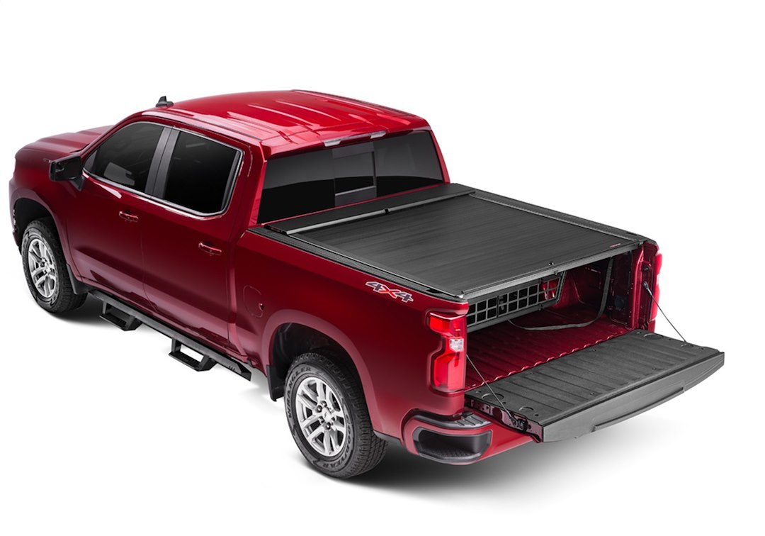 Roll N Lock Bed Cargo Divider, Cargo Manager ®, Works with Roll N Lock Retractable Tonneau Cover, Black, Aluminum, Flip-Up – CM225