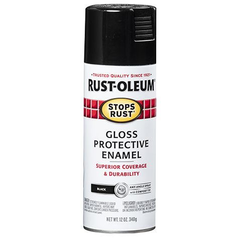 Rust-Oleum Paint, Stops Rust ®, Used on Metal/ Wood/ Concrete/ Masonry Which Prevents Corrosion and Chipping, Black, Gloss Finish, Spray Can – 7779830