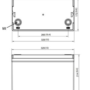 Relion Battery, Legacy Series, Group 31, 12 Volt, 100 Ah Capacity, M8 Threaded Stud Top Terminals, Lithium Iron Phosphate, 13 Inch Length – RB100