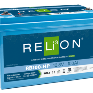 Relion Battery, Hp Series, Group 31, 12 Volt, 100 Ah Capacity, M8 Threaded Stud Top Terminals, Lithium Iron Phosphate, 13 Inch Length – RB100-HP