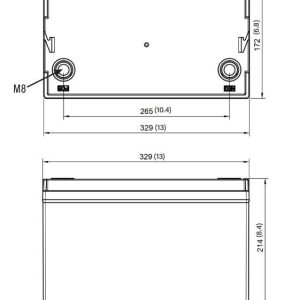 Relion Battery, Hp Series, Group 31, 12 Volt, 100 Ah Capacity, M8 Threaded Stud Top Terminals, Lithium Iron Phosphate, 13 Inch Length – RB100-HP