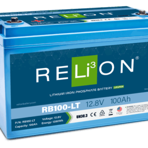 Relion Battery, Lt Series, Group 31, 12 Volt, 100 Ah Capacity, M8 Threaded Stud Top Terminals, Lithium Iron Phosphate, 13 Inch Length – RB100-LT