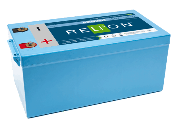 Relion Battery, Legacy Series, Group 8D, 24 Volt, 100 Ah Capacity, M8 Threaded Stud Top Terminals, Lithium Iron Phosphate – RB24V100
