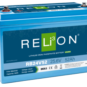 Relion Battery, Legacy Series, Group 31, 24 Volt, 52 Ah Capacity, M8 Threaded Stud Top Terminals, Lithium Iron Phosphate, 13.6 Inch Length – RB24V52