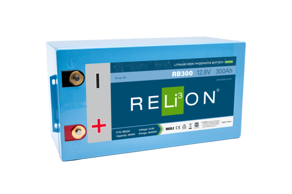 Relion Battery, Legacy Series, Group 31, 12 Volt, 300 Ah Capacity, M8 Threaded Stud Top Terminals, Lithium Iron Phosphate, 20.6 Inch Length – RB300