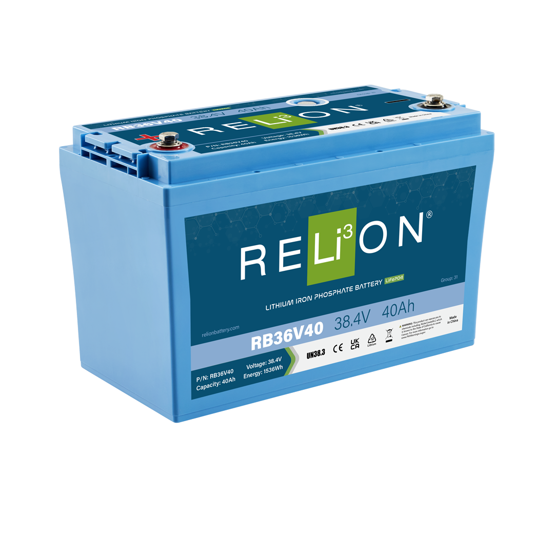 Relion Battery, Legacy Series, Group 31, 36 Volt, 40 Ah Capacity, M8 Threaded Stud Top Terminals, Lithium – RB36V40