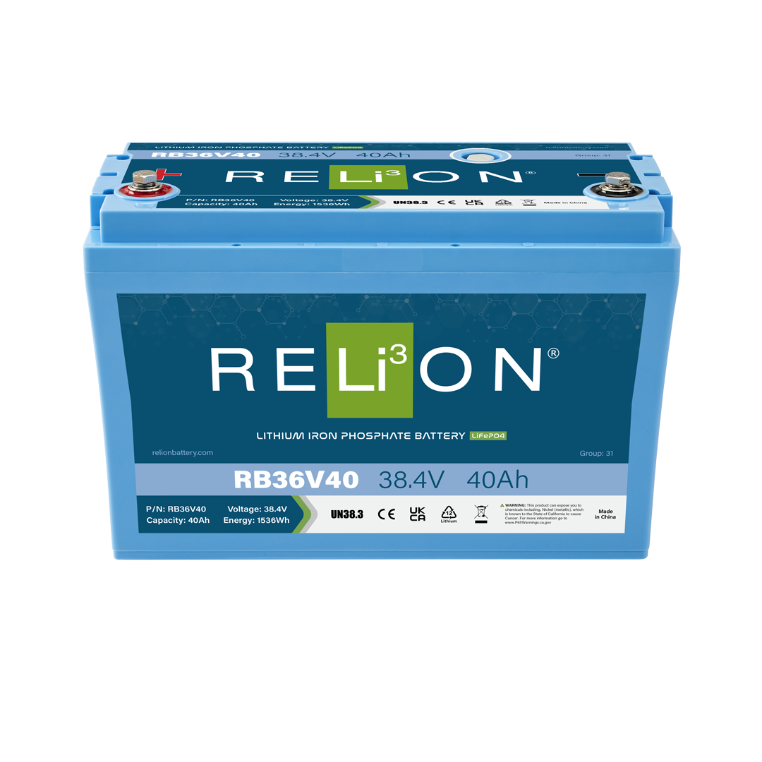 Relion Battery, Legacy Series, Group 31, 36 Volt, 40 Ah Capacity, M8 Threaded Stud Top Terminals, Lithium – RB36V40