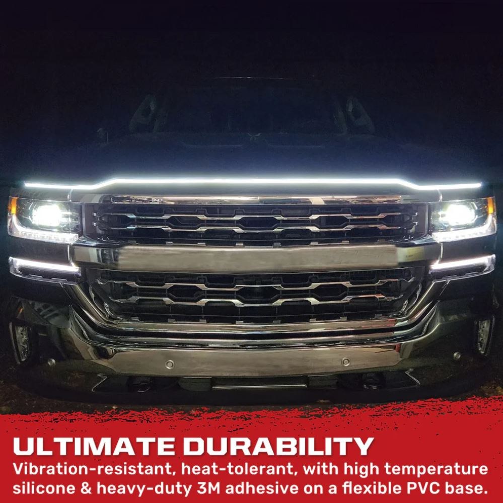 Recon Accessories Daytime Running Light, LED Hood Light Strip with Start-Up Sequence, Amber Bulb, Single – 264001AML
