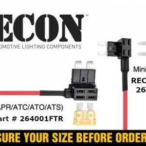 Recon Accessories Fuse Block Tap, Use with Vacant Energized Micro Size Fuse Block Slot Without Splicing Into Vehicle Wiring – 264001FTM2