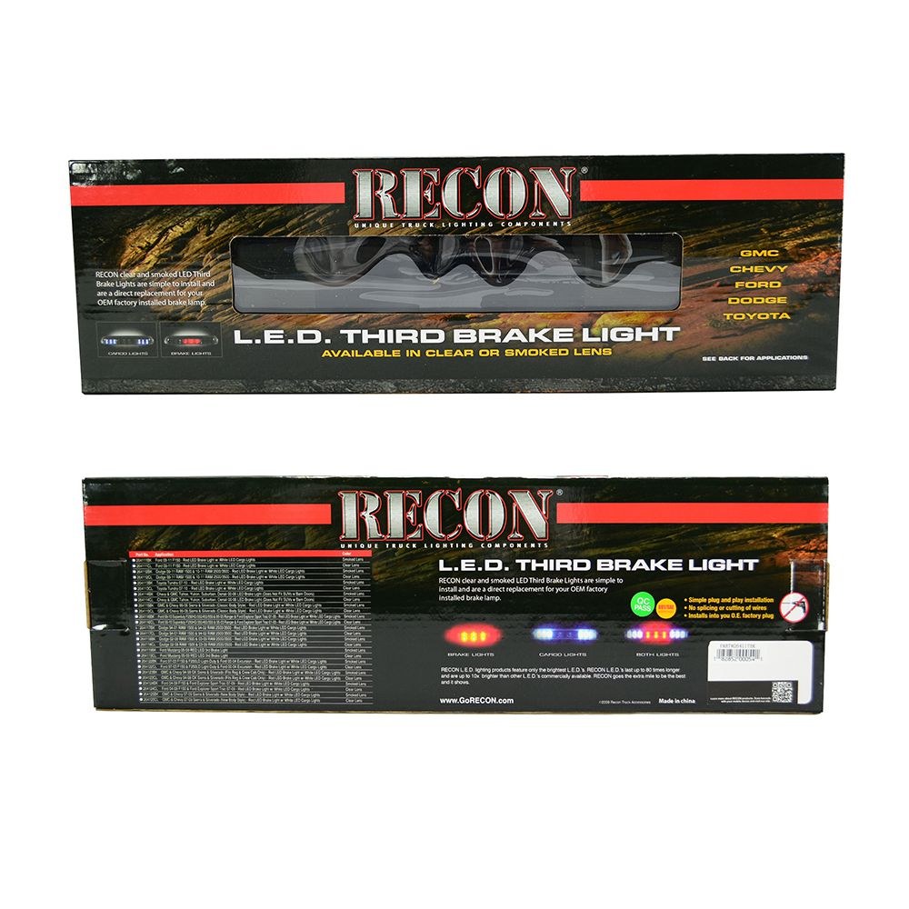 Recon Accessories Center High Mount Stop Light, LED, Smoke Lens, Red Brake Bulb/ White Cargo Light Bulb, With Cargo Light – 264112BK