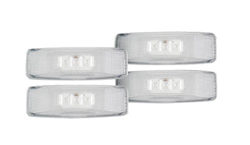 Recon Accessories Side Marker Light – LED, Fender, Clear Lens, Chrome Trim, 2 Amber Lights and 2 Red Lights – 264130CL