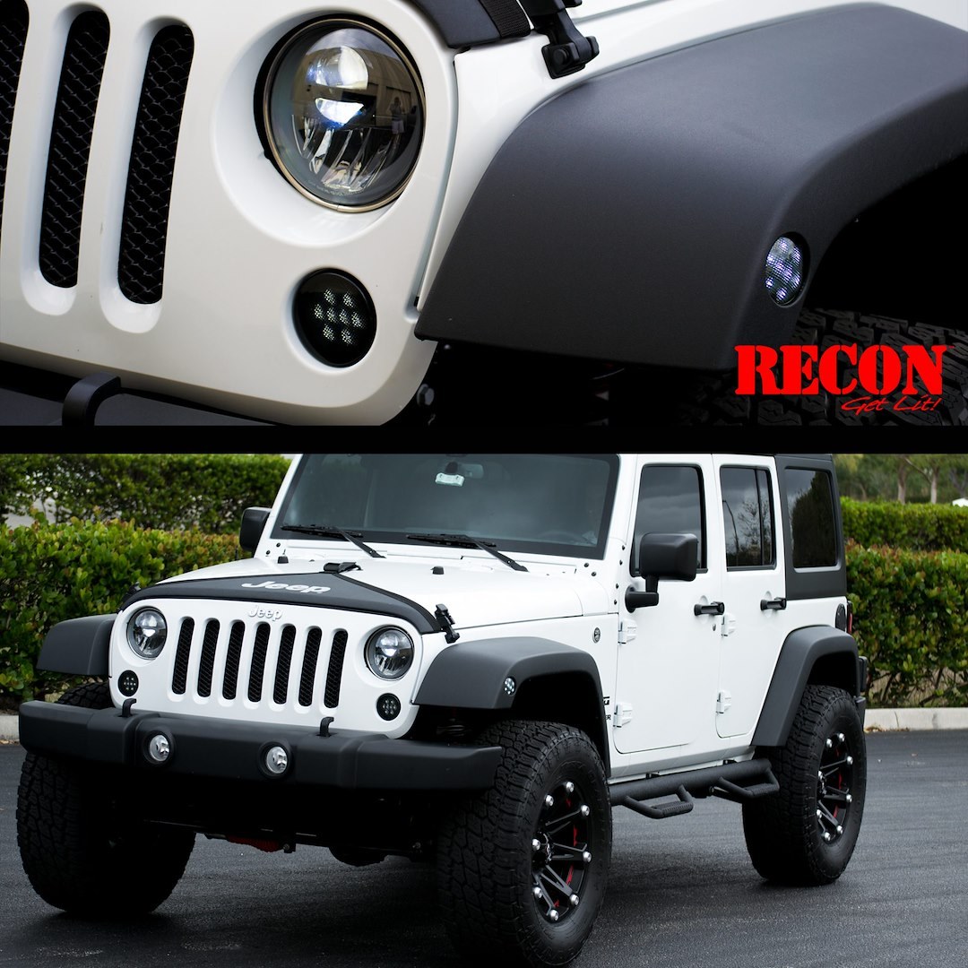 Recon Accessories Turn Signal Light Assembly – LED, Smoke Lens, Amber Bulb, Set of 2 – 264134BK