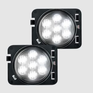 Recon Accessories Side Marker Light – LED, Fender Mount, Clear Lens, Black Trim, White Bulb, Set of 2 – 264135WHCL