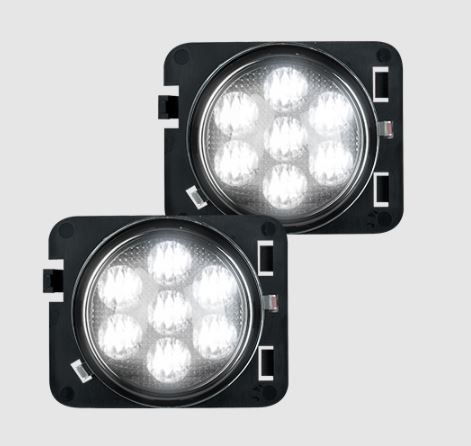 Recon Accessories Side Marker Light – LED, Fender Mount, Clear Lens, Black Trim, White Bulb, Set of 2 – 264135WHCL