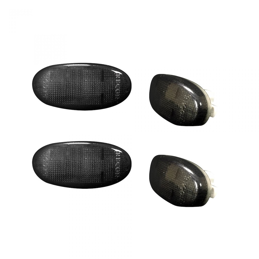 Recon Accessories Side Marker Light – LED, Fender Mount, Smoke Lens, Black Trim, 2 Red and 2 Amber Bulbs – 264136BK