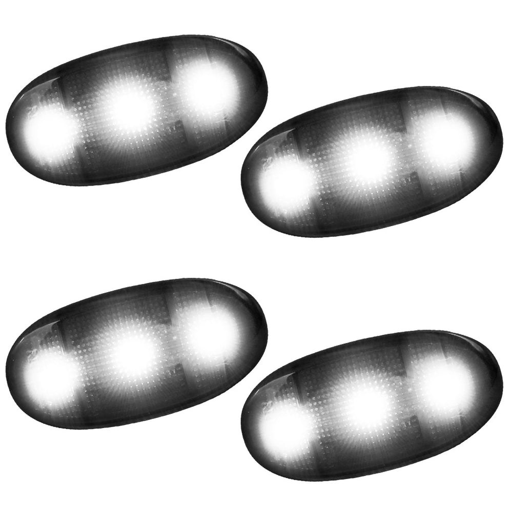 Recon Accessories Side Marker Light, Fender Mount, Smoke ABS Plastic Lens, Black Trim, LED Bulb, White Bulb, Set of 4 – 264136WHBK