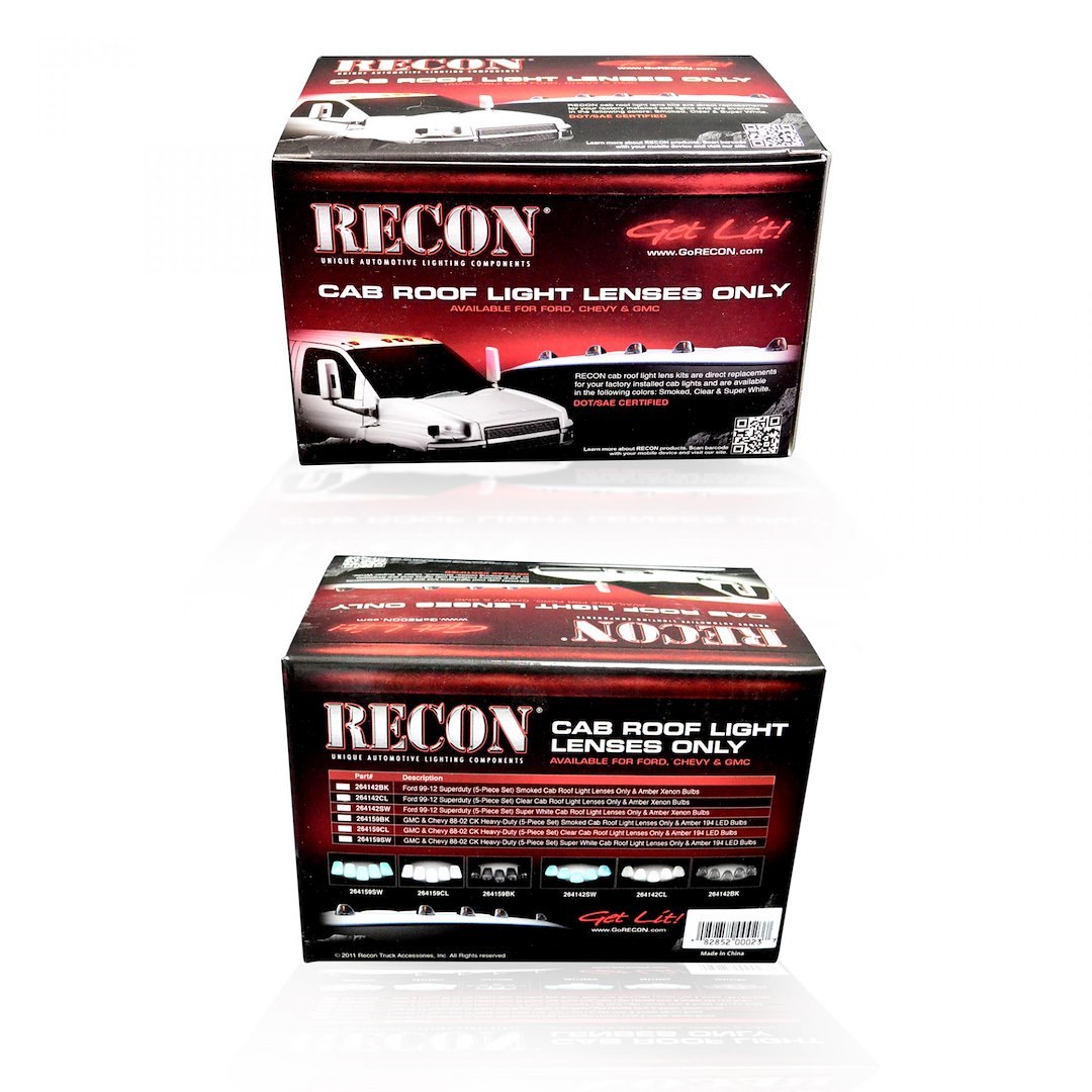 Recon Accessories Roof Marker Light, Direct Fit Tear-Drop, Clear Lens, Xenon Bulb, Amber, Set of 5 Lenses and Bulbs Only – 264142CL