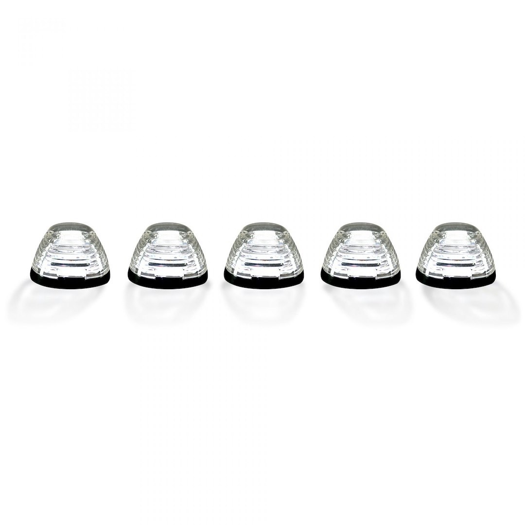 Recon Accessories Roof Marker Light – LED, Direct Fit Tear Drop, Clear Lens, White Bulb, Set of 5 – 264143WHCL