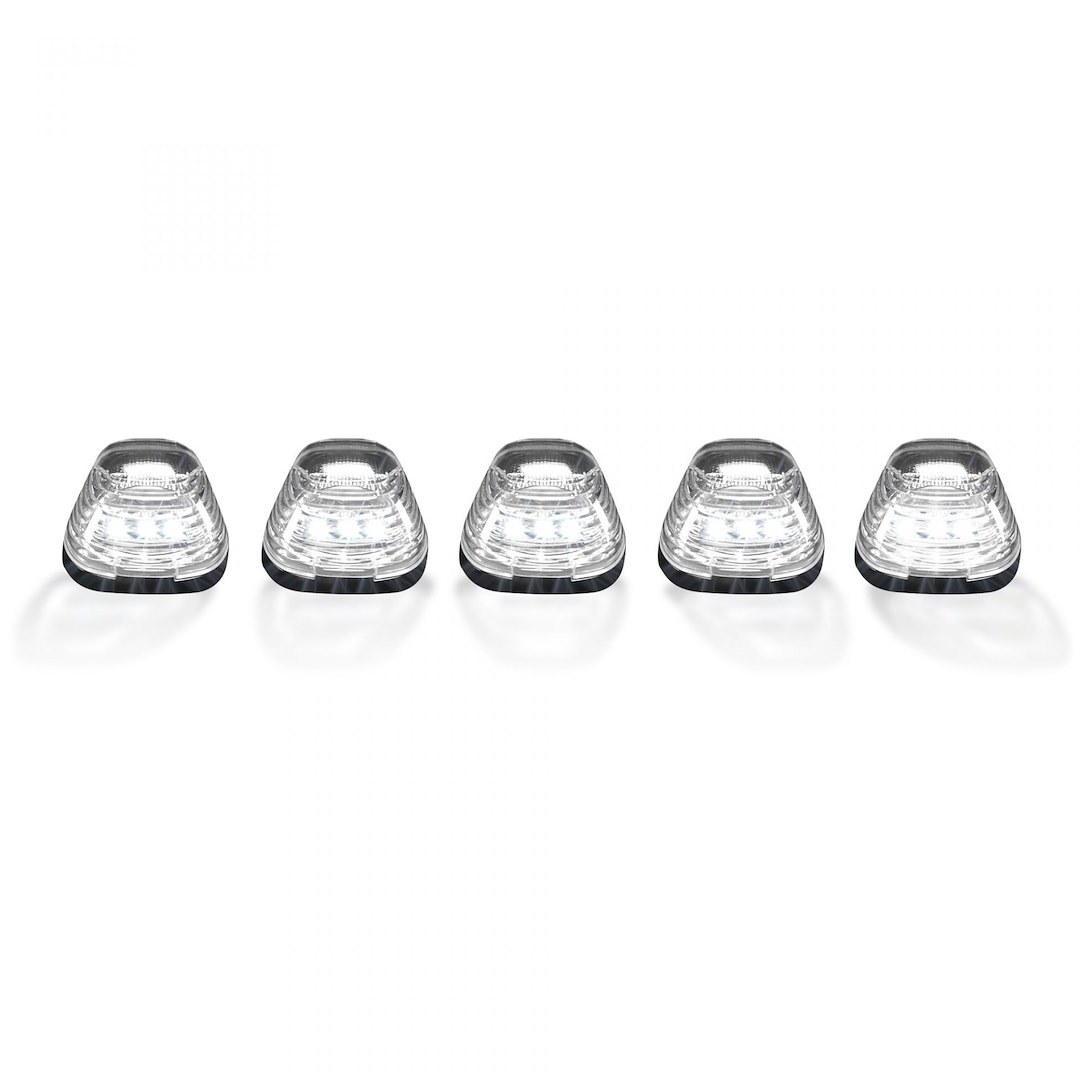 Recon Accessories Roof Marker Light – LED, Direct Fit Tear Drop, Clear Lens, White Bulb, Set of 5 – 264143WHCL