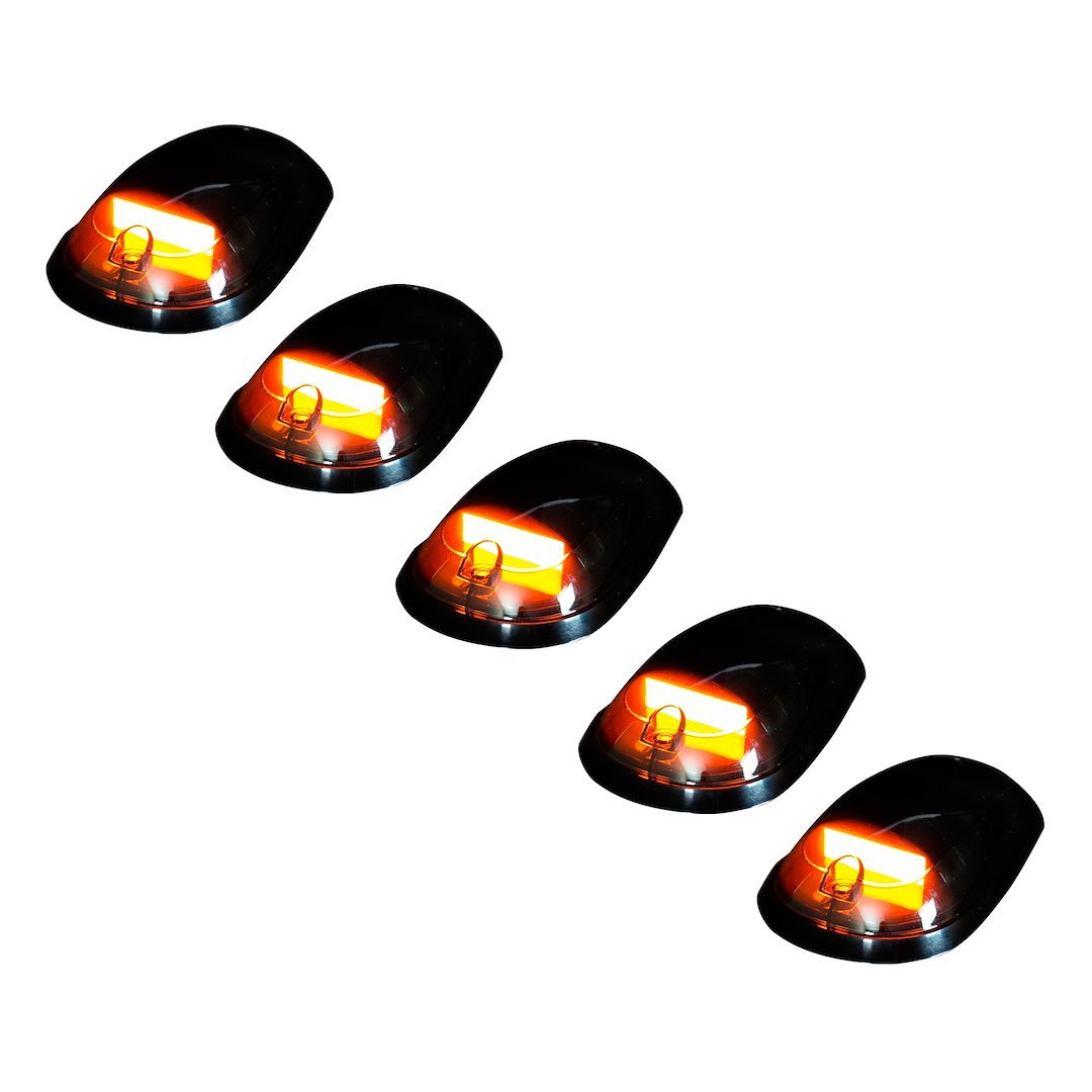Recon Accessories Roof Marker Light – LED, Direct Fit Tear-Drop, Smoke Lens, Oled Bar Style Bulb, Amber, Set of 5 – 264146BKHP