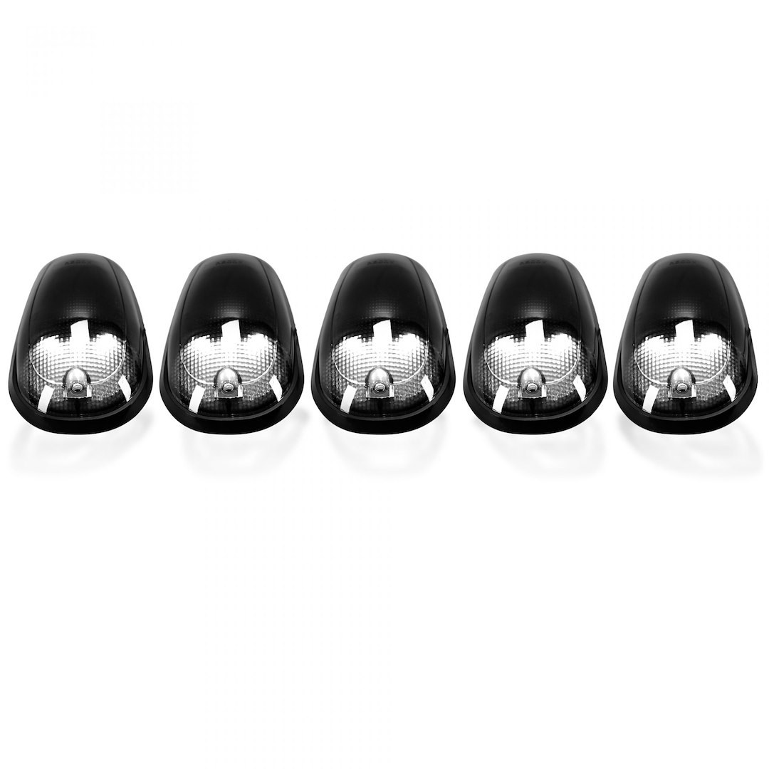 Recon Accessories Roof Marker Light – LED, Direct Fit Tear-Drop, Smoke Lens, LED Bulb, White, Set of 5 – 264146WHBK