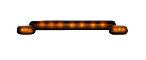 Recon Accessories Roof Marker Light – LED, Direct Fit OEM Style, Smoke Lens, Amber, With 1 Center Bar and 2 Single Lights – 264156BK