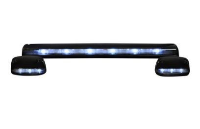 Recon Accessories Roof Marker Light – LED, Direct Fit OEM Style, Clear Lens, White Bulb, With 1 Center Bar and 2 Single Lights – 264156WHCL