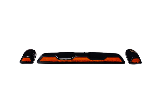Recon Accessories Roof Marker Light, Direct Fit OEM Style, Amber Lens, LED Bulb, With 1 Center Bar and 2 Single Lights, With Wiring Kit – 264158AM
