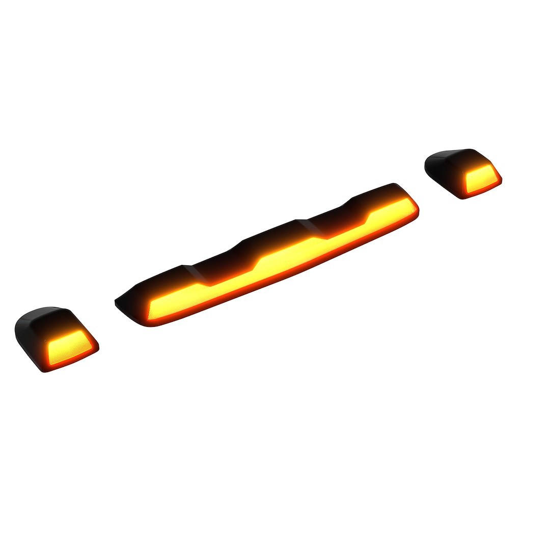 Recon Accessories Roof Marker Light, Direct Fit OEM Style, Smoke Lens, LED Bulb, Amber Bulb, With 1 Center Bar and 2 Single Lights – 264158BK