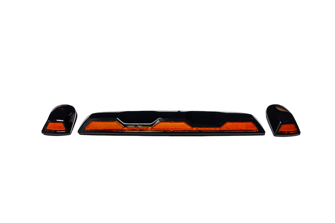 Recon Accessories Roof Marker Light, Direct Fit OEM Style, Amber Lens, LED, Amber Bulb, With 1 Center Bar and 2 Single Lights – 264158XAM