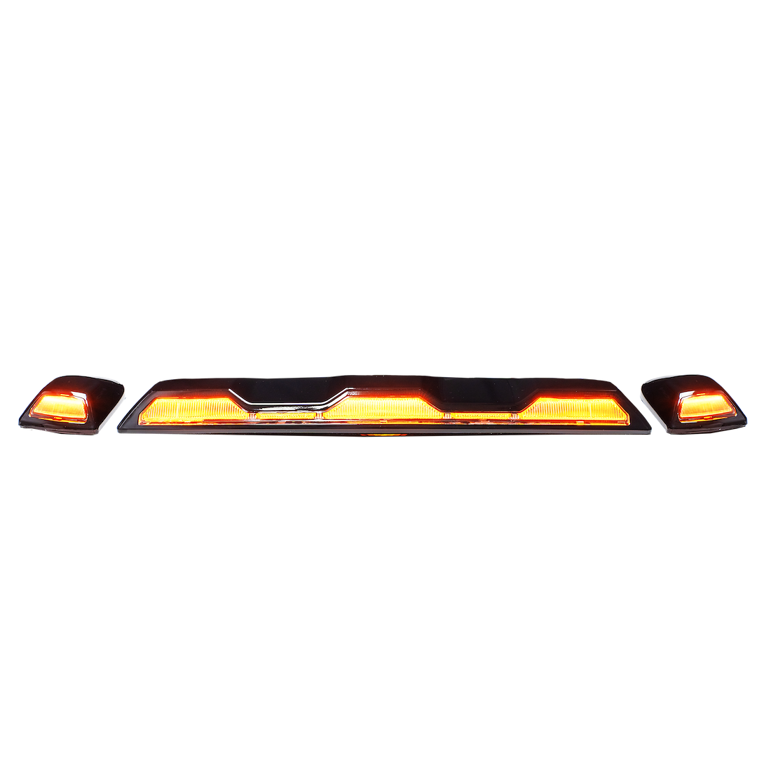 Recon Accessories Roof Marker Light, Direct Fit OEM Style, Amber Lens, LED, Amber Bulb, With 1 Center Bar and 2 Single Lights – 264158XAM