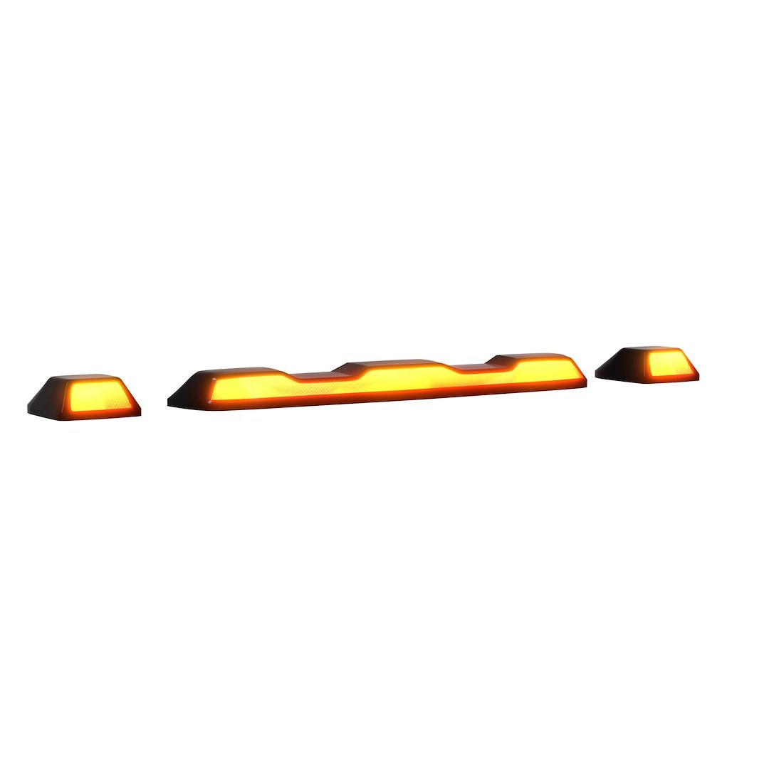 Recon Accessories Roof Marker Light, Direct Fit OEM Style, Smoke Lens, LED Bulb, Amber Bulb, With 1 Center Bar and 2 Single Lights – 264158XBK