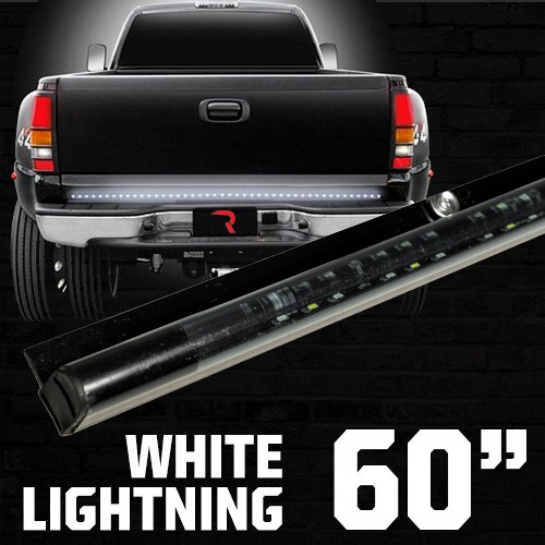 Recon Accessories Tailgate Light – LED, 60 Inch Length Light Strip, Clear Lens, Red Brake Light/ White Reverse Light, Clear Housing – 26416