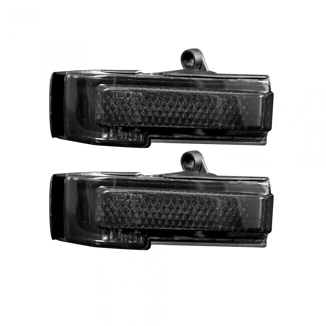 Recon Accessories Exterior Mirror Turn Signal Light, Smoke Lens, LED, White Bulb, Set of 2 – 264244WHBK