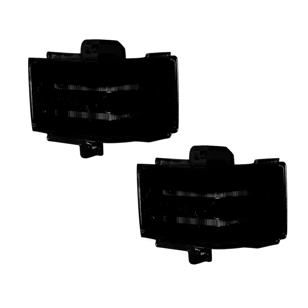 Recon Accessories Exterior Mirror Turn Signal Light, Smoke Lens, LED, Amber Running/ Amber Flashing Turn Signal/ White Spot Light Bulbs – 264245AMBK