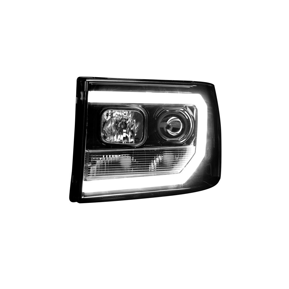 Recon Accessories Headlight Assembly, Halogen Bulb, Projector Beam with Oled Halos/ Daytime Running Lights, H1 Low Beam/ H1 High Beam – 264271BKC