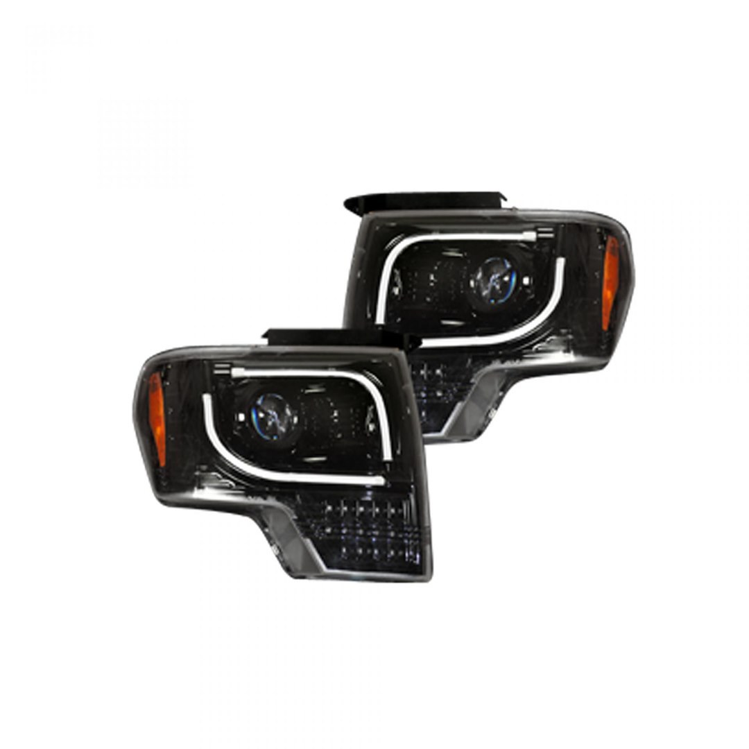 Recon Accessories Headlight Assembly, Bulb Not Included, Projector Beam with LED Daytime Running Lights/ Turn Signal – 264273BKC