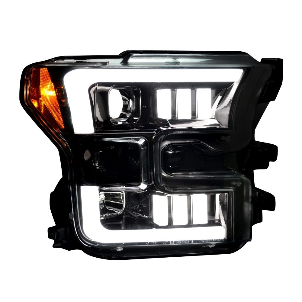Recon Accessories Headlight Assembly, Halogen Bulb, Projector Beam with LED Daytime Running Lights – 264290BKC