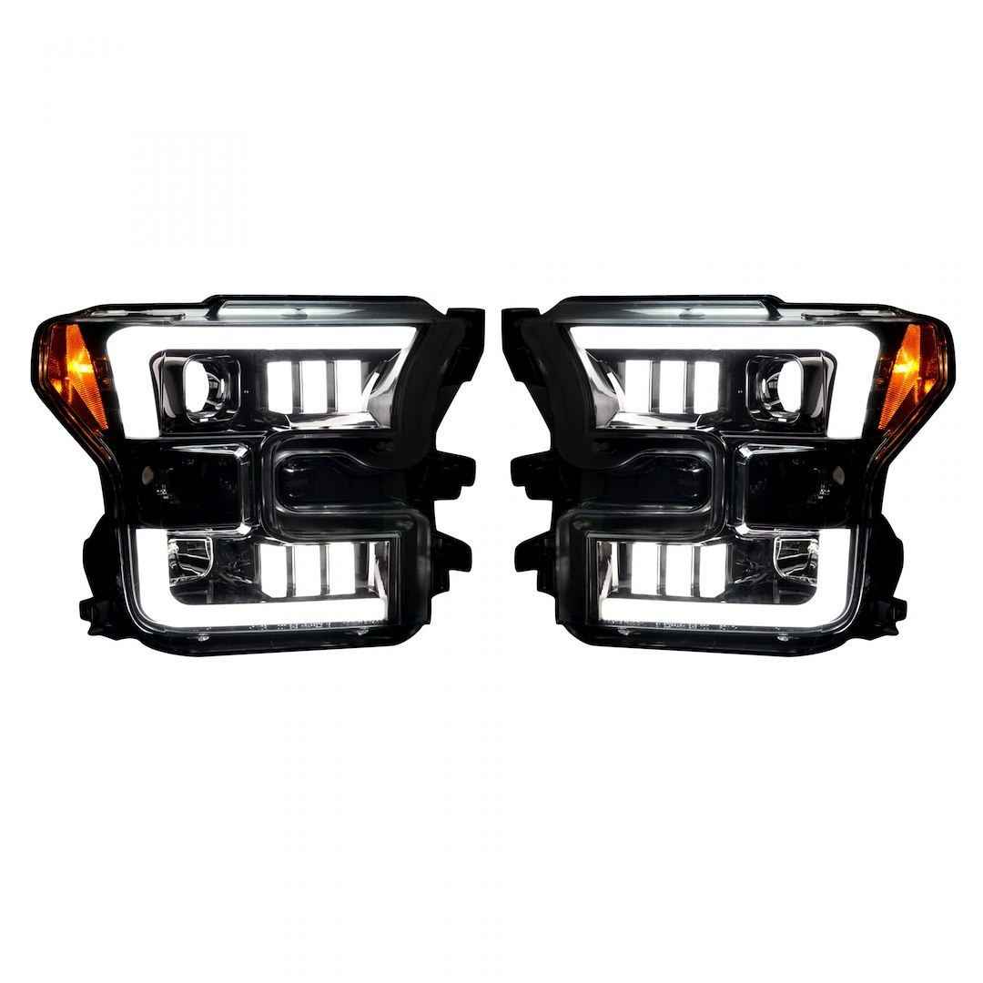 Recon Accessories Headlight Assembly, Halogen Bulb, Projector Beam with LED Daytime Running Lights – 264290BKC