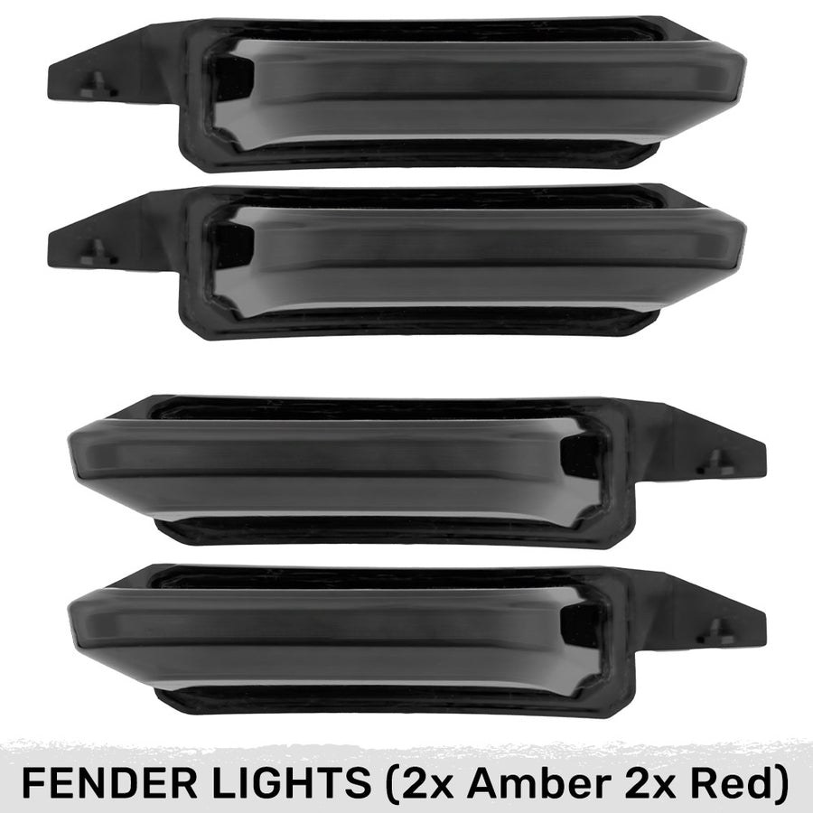 Recon Accessories Side Marker Light, Fender Mount/ Hood Mount, ABS Plastic Lens, Black Trim, LED Running Lights with Startup Light Sequence – 264339BK