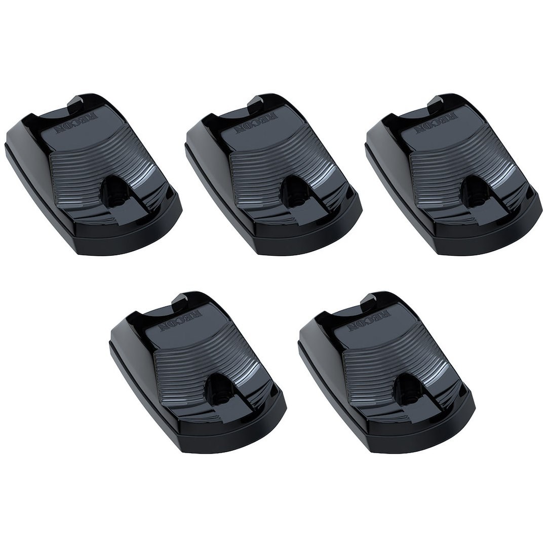 Recon Accessories Roof Marker Light, Direct Fit Tear Drop, Smoke ABS Plastic Lens, Oled Running Lights, Amber Bulb, Set of 5 – 264342BKHPAM