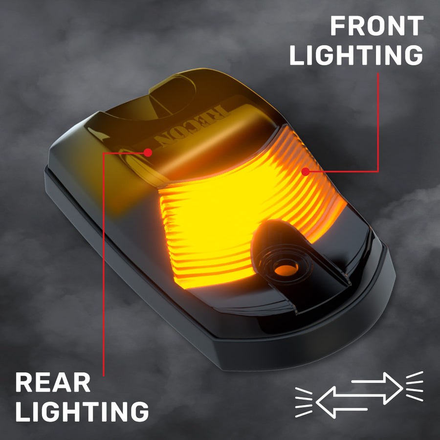 Recon Accessories Roof Marker Light, Direct Fit Tear Drop, Smoke ABS Plastic Lens, 2-WAY Front/ Rear Facing Ultra High Power LED – 264342BKHPAMX