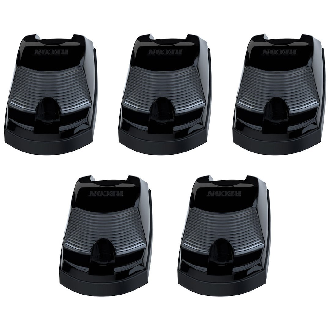 Recon Accessories Roof Marker Light, Direct Fit Tear Drop, Smoke ABS Plastic Lens, Oled Running Lights, White Bulb, Set of 5 – 264342BKHPWH